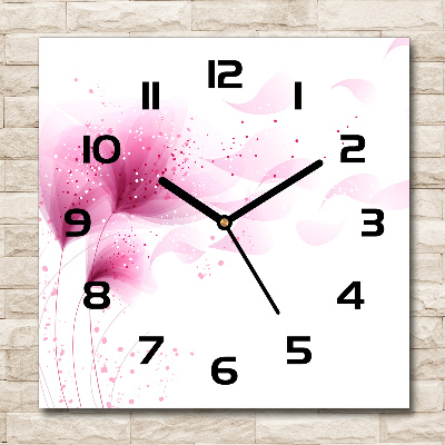 Square wall clock Pink flower