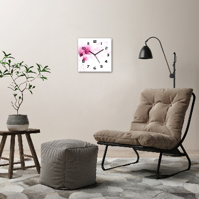 Square wall clock Pink flower