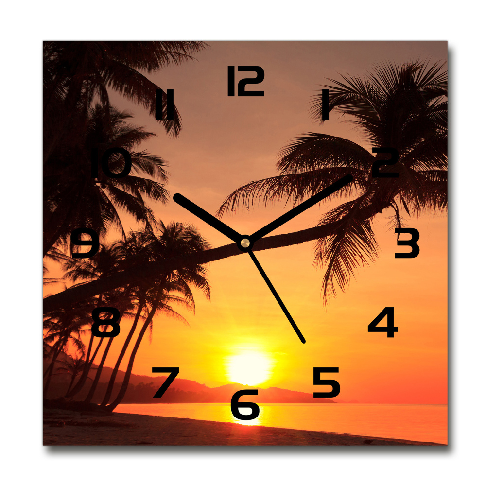 Square wall clock Sunset beach