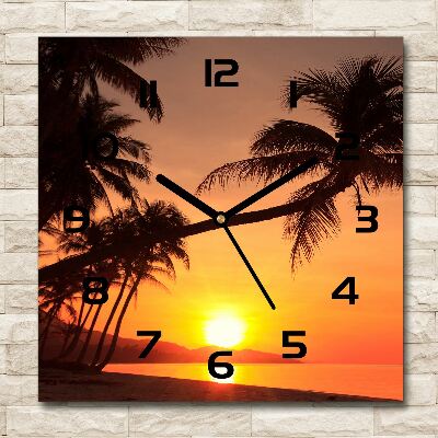 Square wall clock Sunset beach