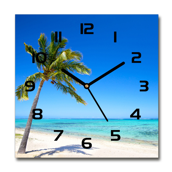 Square wall clock Tropical beach