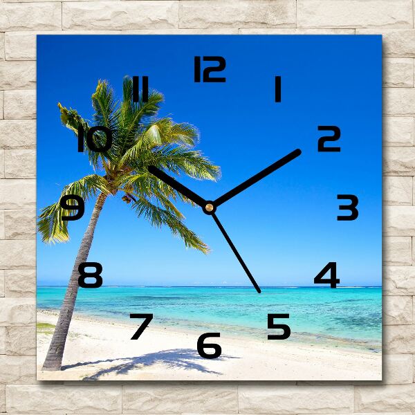 Square wall clock Tropical beach