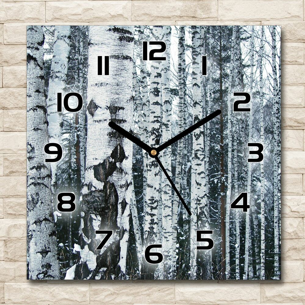 Square wall clock Birch trees