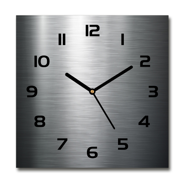 Square glass clock Metal background