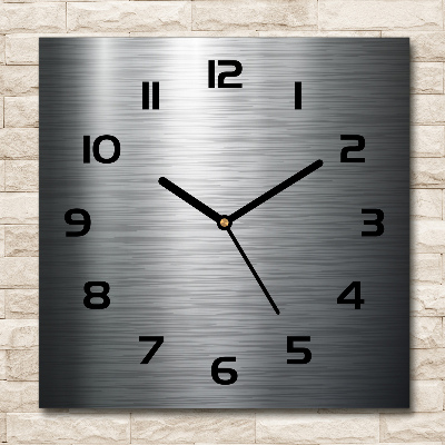 Square glass clock Metal background