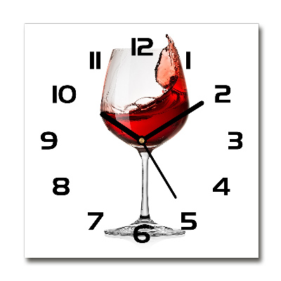 Square glass clock Red wine