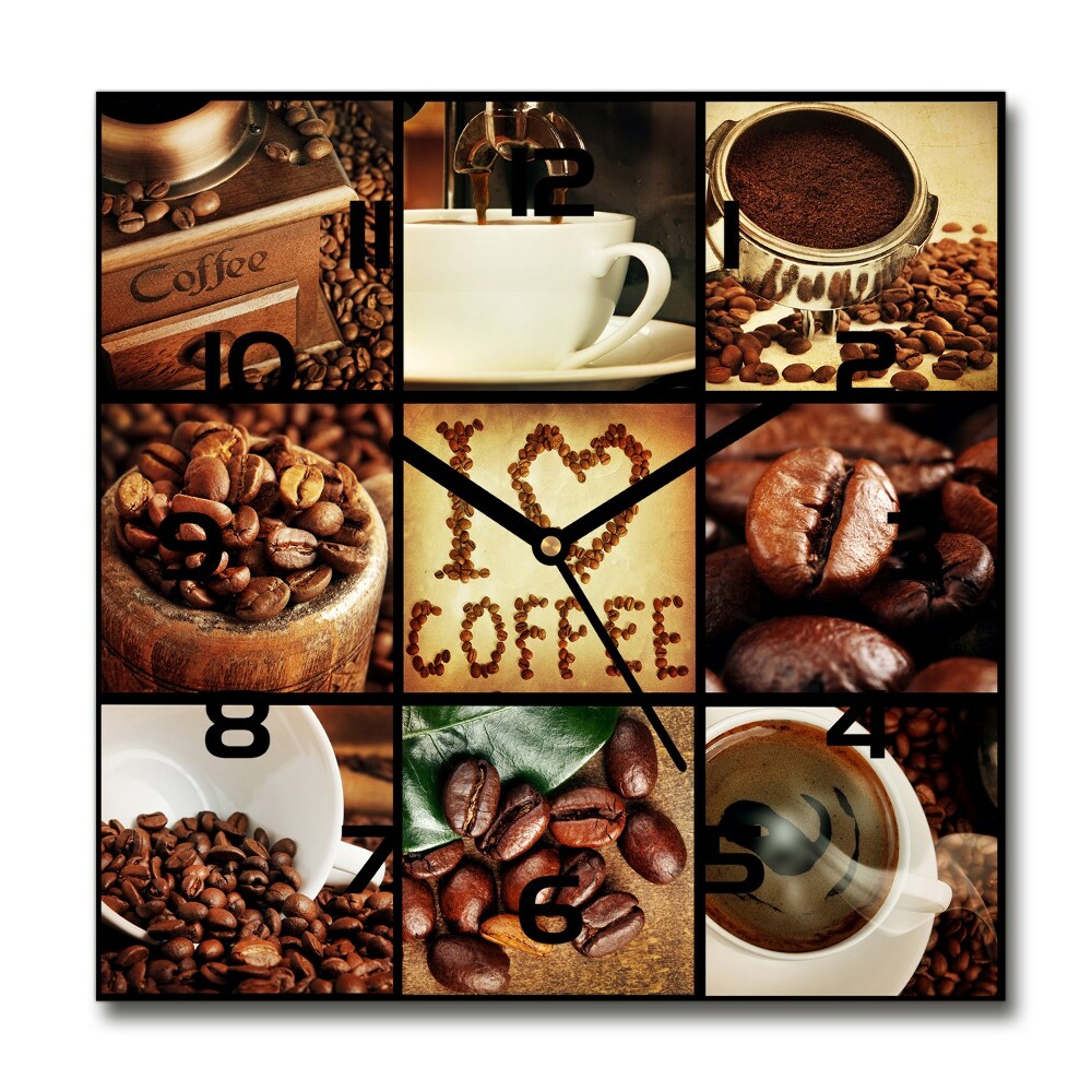 Square kitchen clock Coffee collage