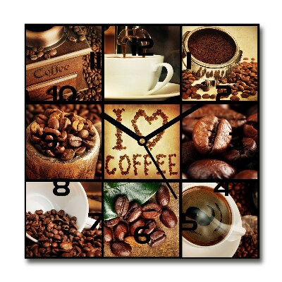 Square kitchen clock Coffee collage