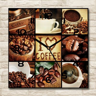 Square kitchen clock Coffee collage