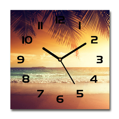 Square wall clock Tropical beach