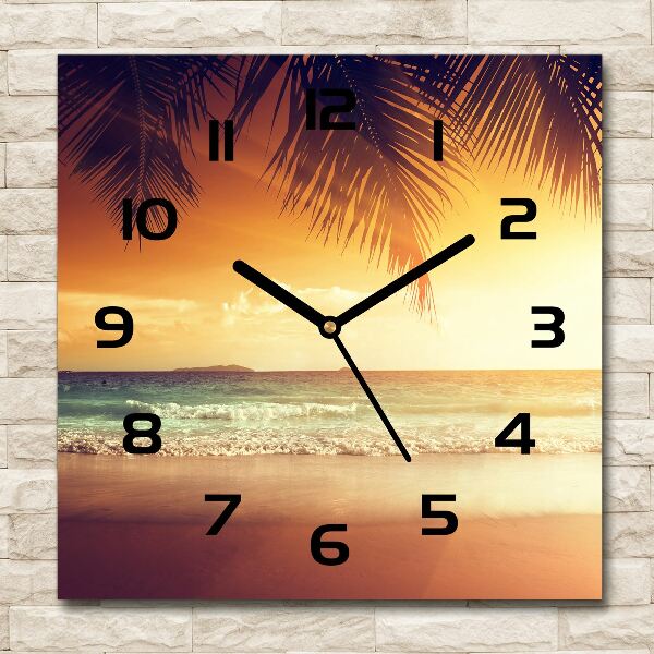 Square wall clock Tropical beach