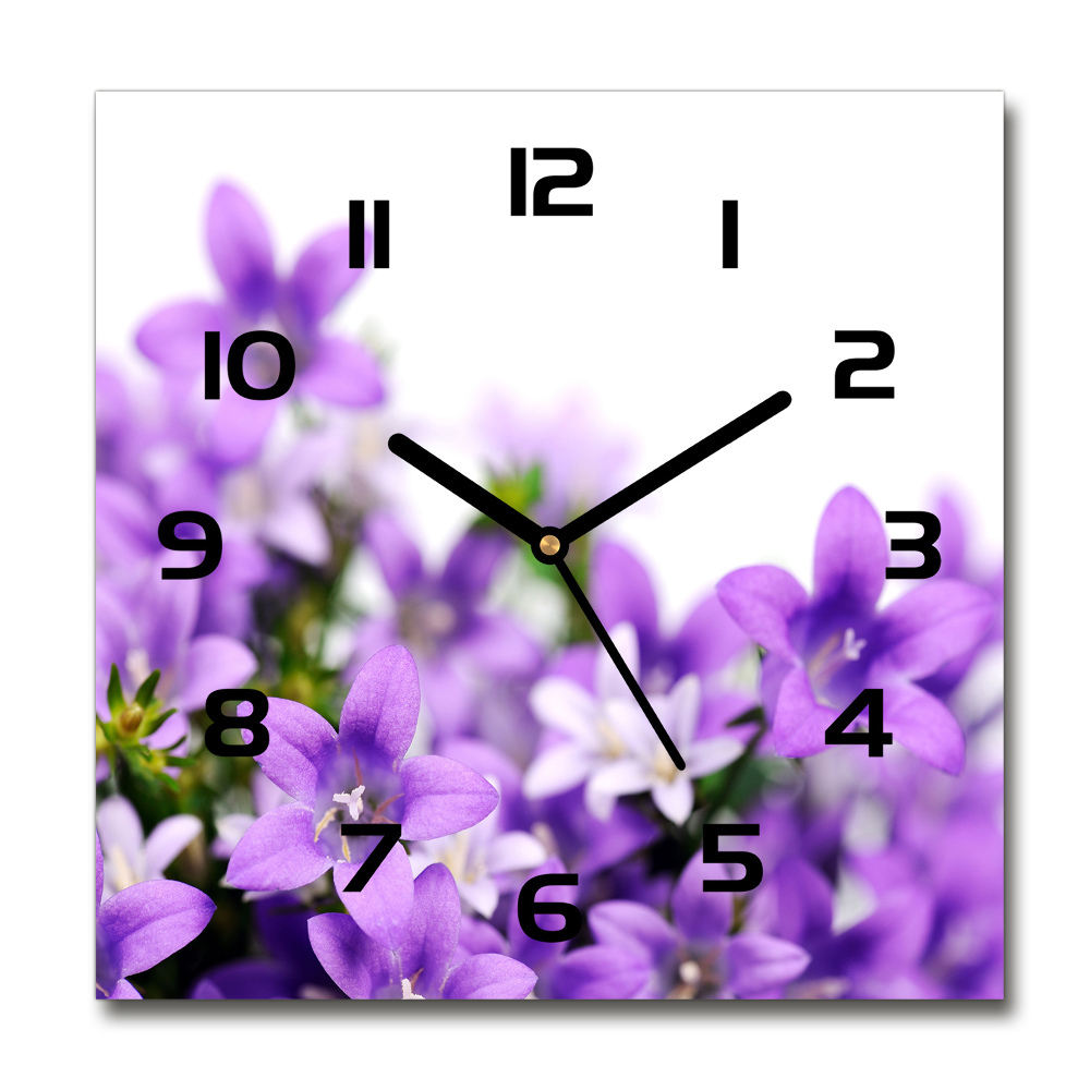 Square kitchen clock Purple bells