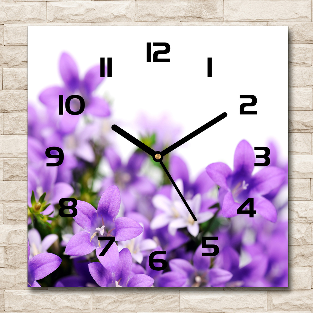 Square kitchen clock Purple bells