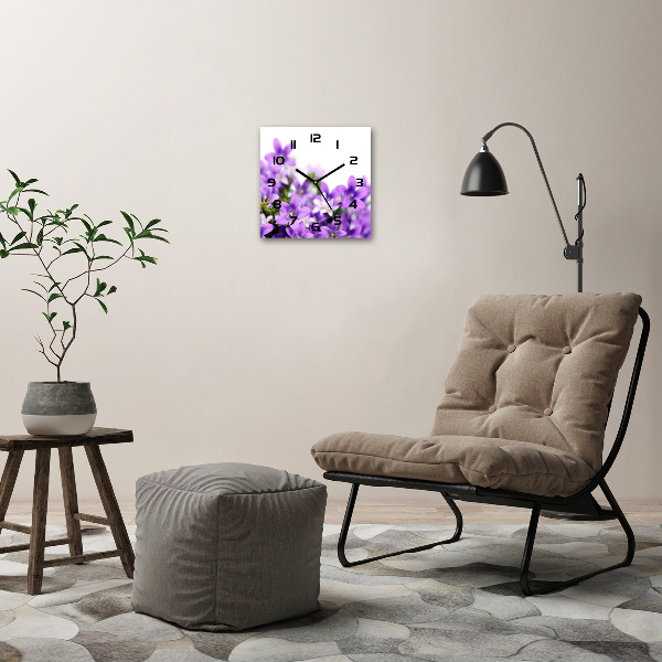 Square kitchen clock Purple bells