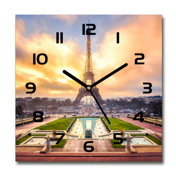 Square wall clock Eiffel Paris tower