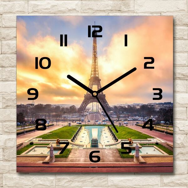 Square wall clock Eiffel Paris tower