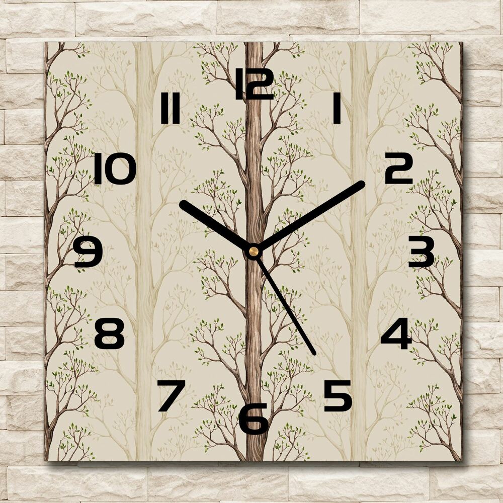 Square kitchen clock Trees