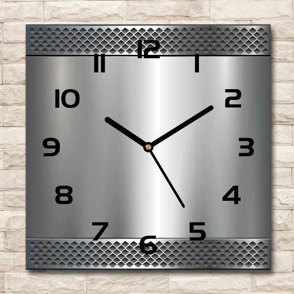 Square kitchen clock Metal background