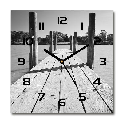 Square wall clock Wooden pier