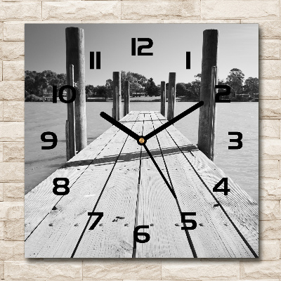 Square wall clock Wooden pier