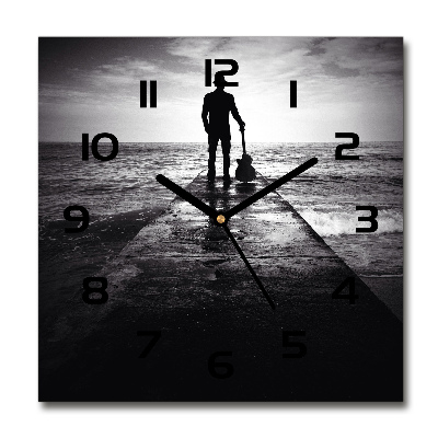 Square wall clock Guitarist on the pier