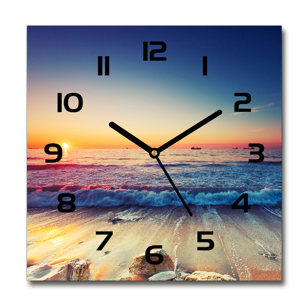 Square wall clock Sunrise sea