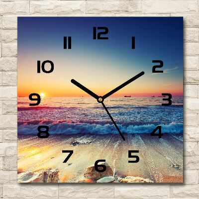 Square wall clock Sunrise sea