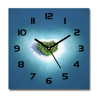 Square glass wall clock Island