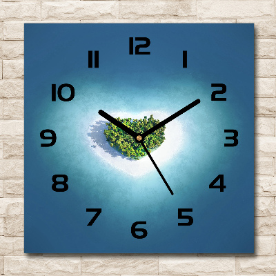 Square glass wall clock Island