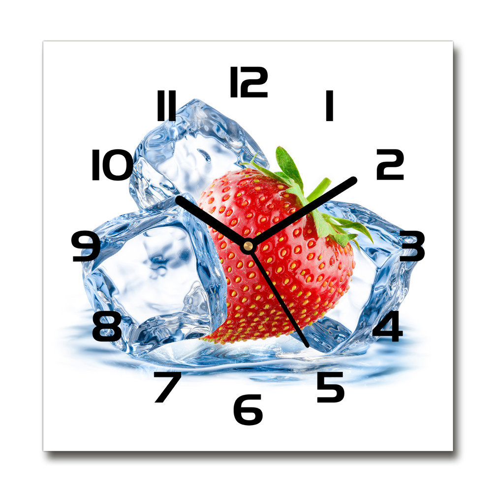 Square wall clock Strawberry with ice