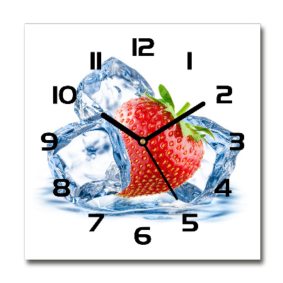 Square wall clock Strawberry with ice