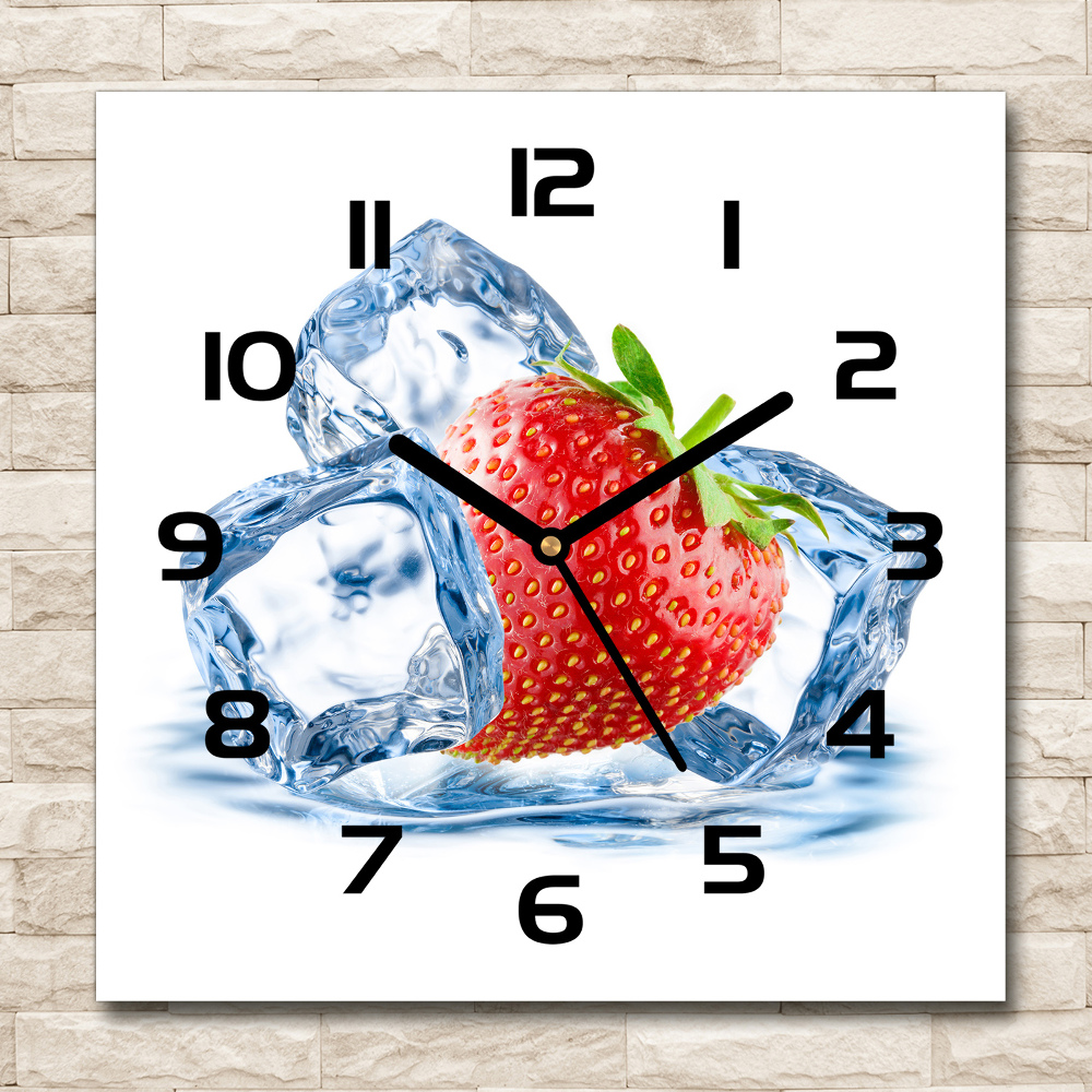 Square wall clock Strawberry with ice