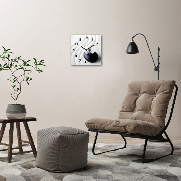 Square wall clock Zen stone and butterfly