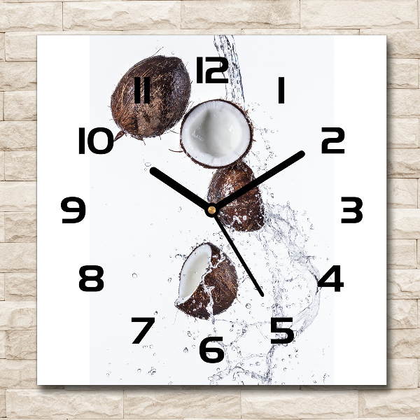 Square wall clock Coconut with water