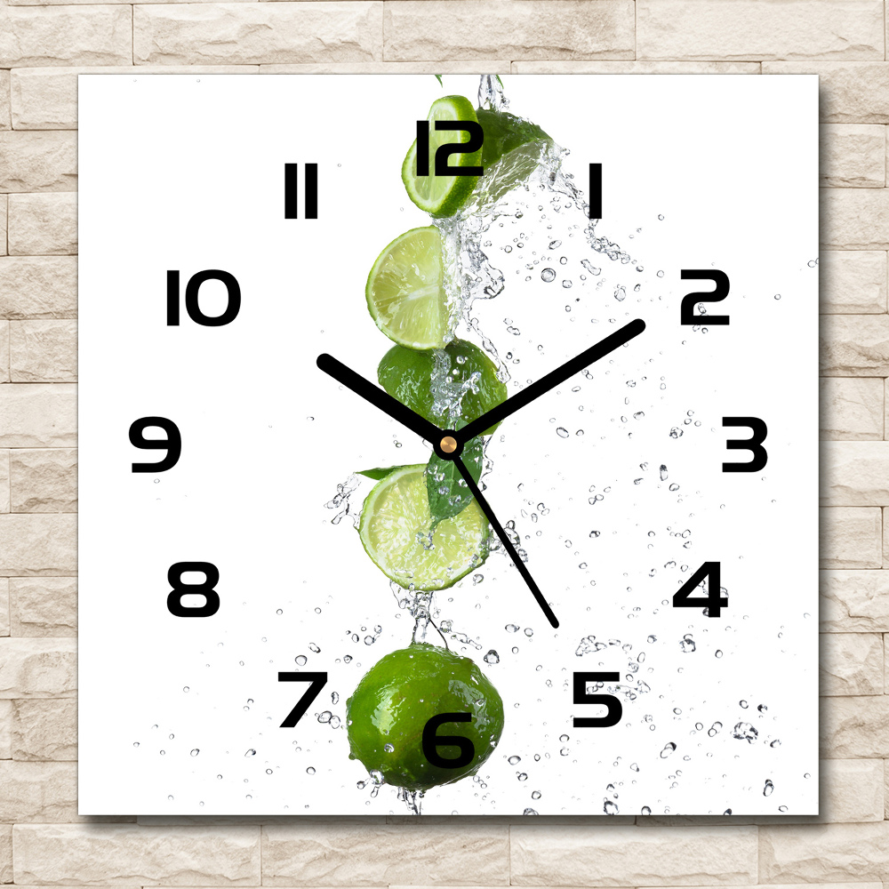 Square wall clock Lime and water