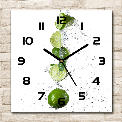 Square wall clock Lime and water