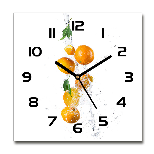 Square kitchen clock Oranges and water