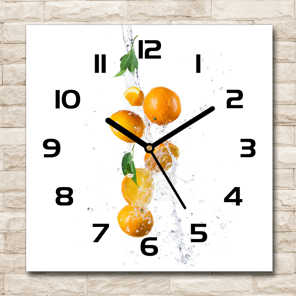 Square kitchen clock Oranges and water