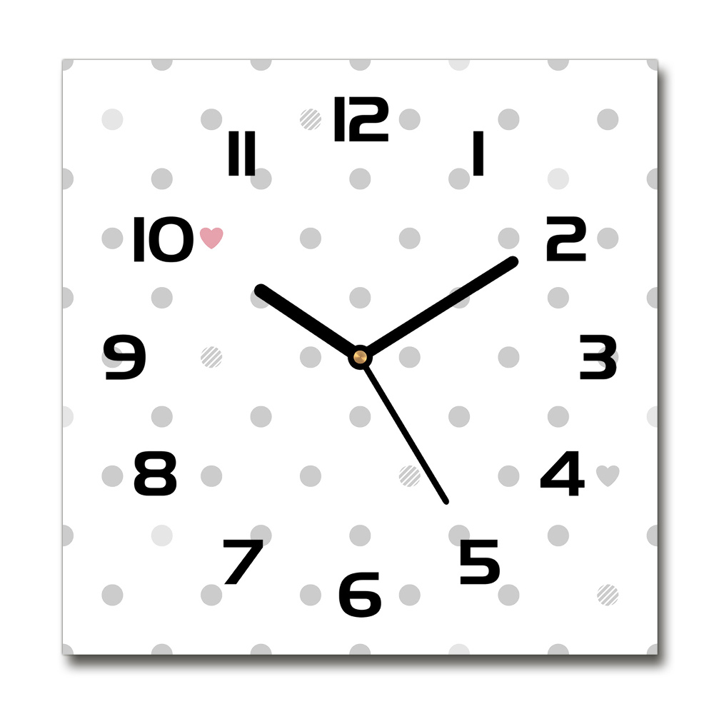 Square kitchen clock Dots and hearts