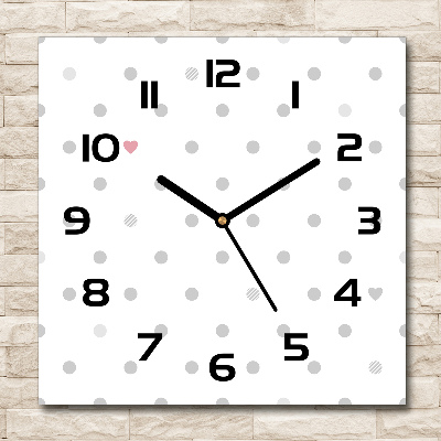 Square kitchen clock Dots and hearts