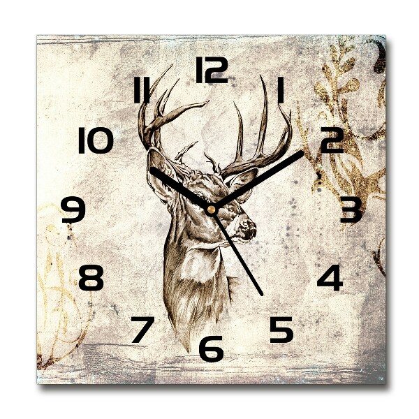 Square wall clock Deer