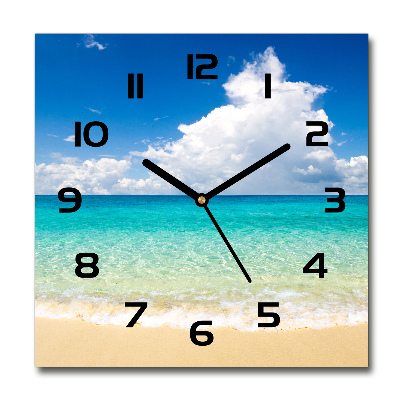 Square glass clock Paradise beach