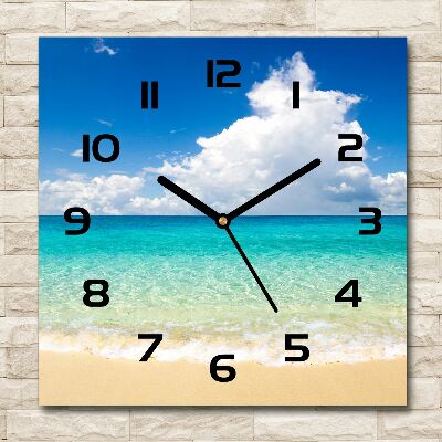 Square glass clock Paradise beach