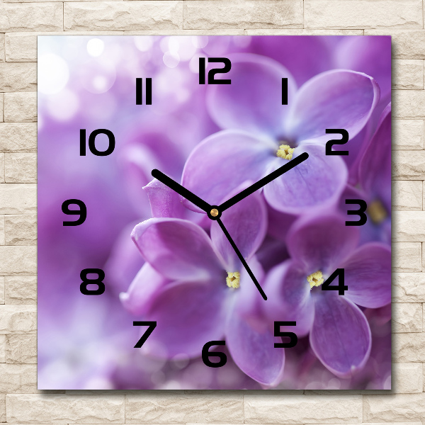 Square kitchen clock Lilac flowers