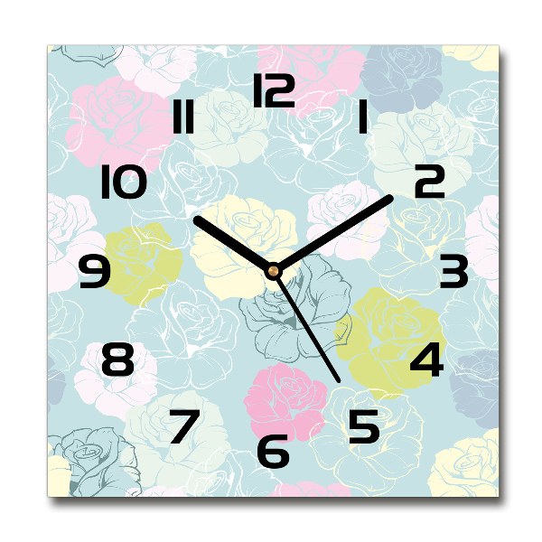 Square wall clock Roses