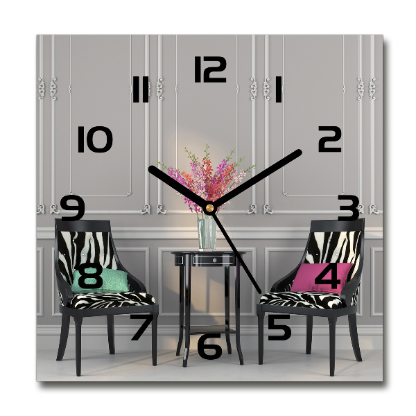 Square kitchen clock Two chairs