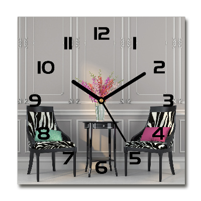 Square kitchen clock Two chairs