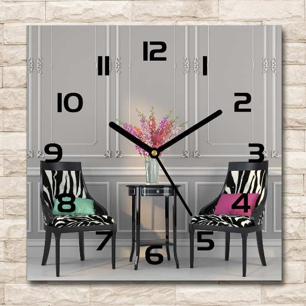 Square kitchen clock Two chairs