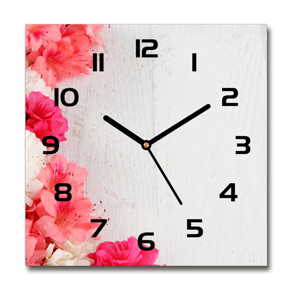 Square wall clock Flowers