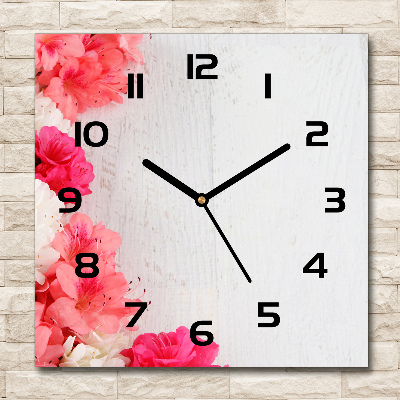 Square wall clock Flowers